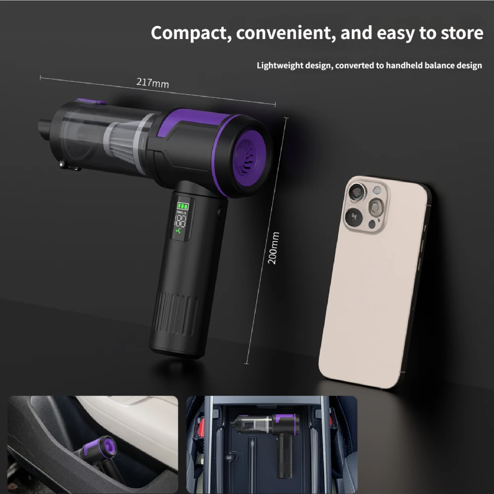 Portable Handheld Blowing and Suction Integrated Car Vacuum Cleaner Aspirator 18000pa Mini Wireless Vacuum Cleaner for Car - Image 3