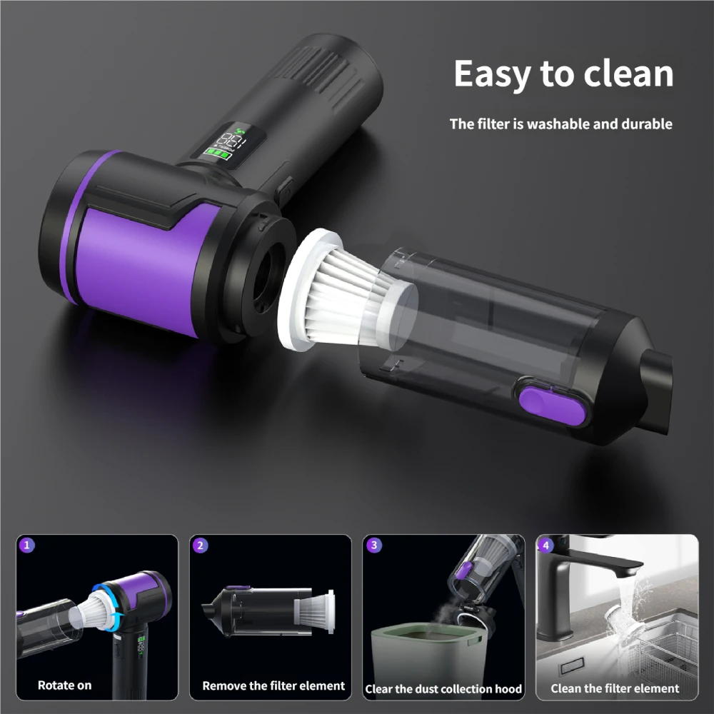 Portable Handheld Blowing and Suction Integrated Car Vacuum Cleaner Aspirator 18000pa Mini Wireless Vacuum Cleaner for Car - Image 4