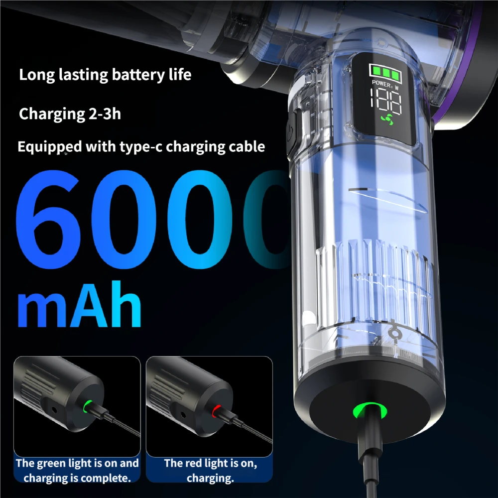 Portable Handheld Blowing and Suction Integrated Car Vacuum Cleaner Aspirator 18000pa Mini Wireless Vacuum Cleaner for Car - Image 2