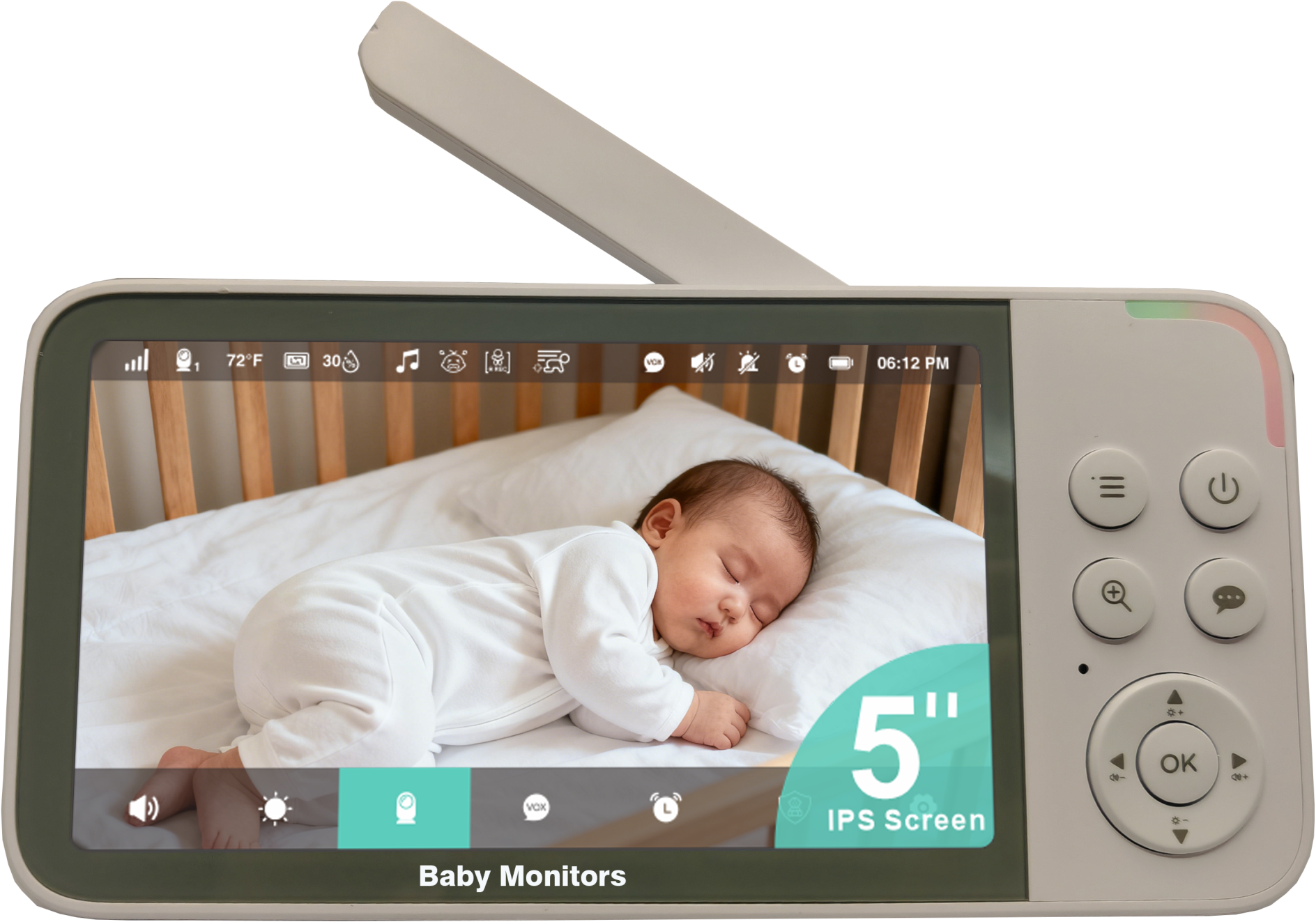 5 Inch 1080P HD Screen Babyfoon Smart Baby Monitor Body Tracking Motion Detection Privacy Mode Wifi Baby Monitor with Tuya APP - Image 5