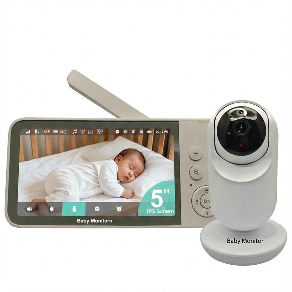 5 Inch 1080P HD Screen Babyfoon Smart Baby Monitor Body Tracking Motion Detection Privacy Mode Wifi Baby Monitor with Tuya APP - Image 2