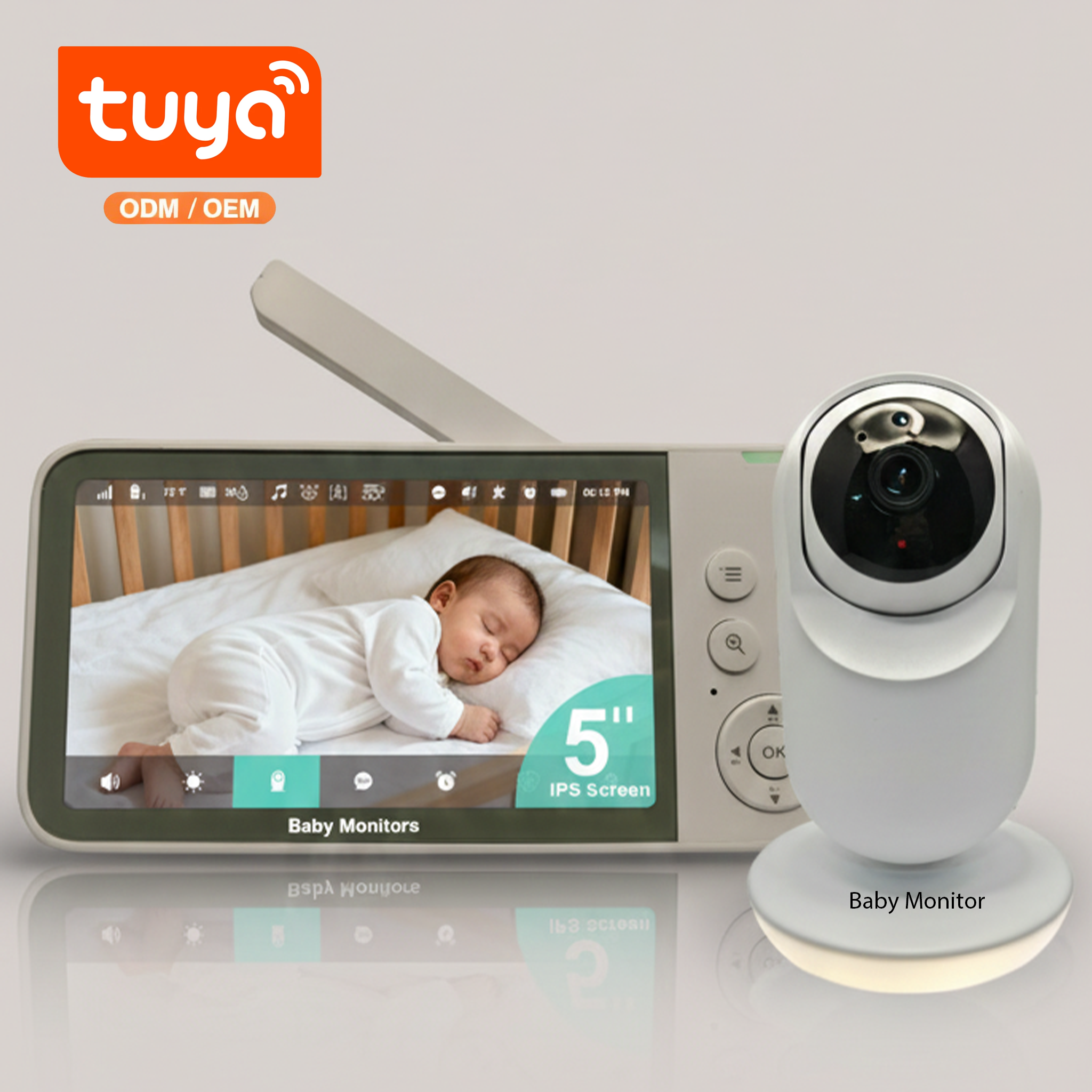 5 Inch 1080P HD Screen Babyfoon Smart Baby Monitor Body Tracking Motion Detection Privacy Mode Wifi Baby Monitor with Tuya APP - Image 6