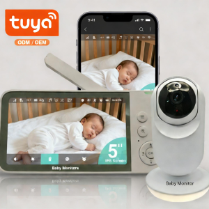 5 Inch 1080P HD Screen Babyfoon Smart Baby Monitor Body Tracking Motion Detection Privacy Mode Wifi Baby Monitor with Tuya APP