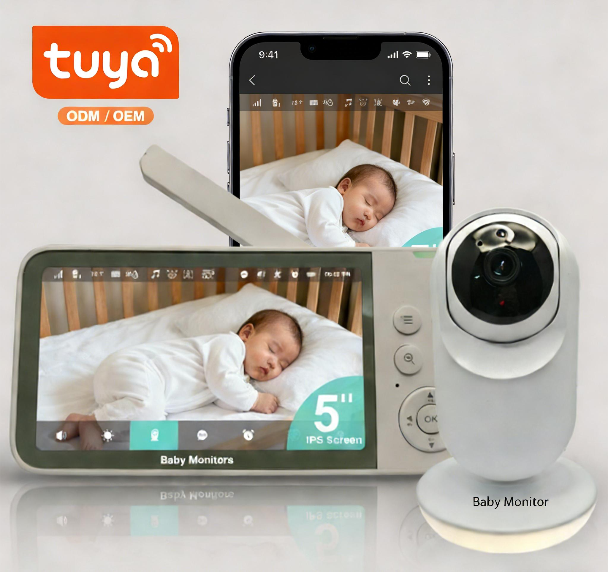 5 Inch 1080P HD Screen Babyfoon Smart Baby Monitor Body Tracking Motion Detection Privacy Mode Wifi Baby Monitor with Tuya APP