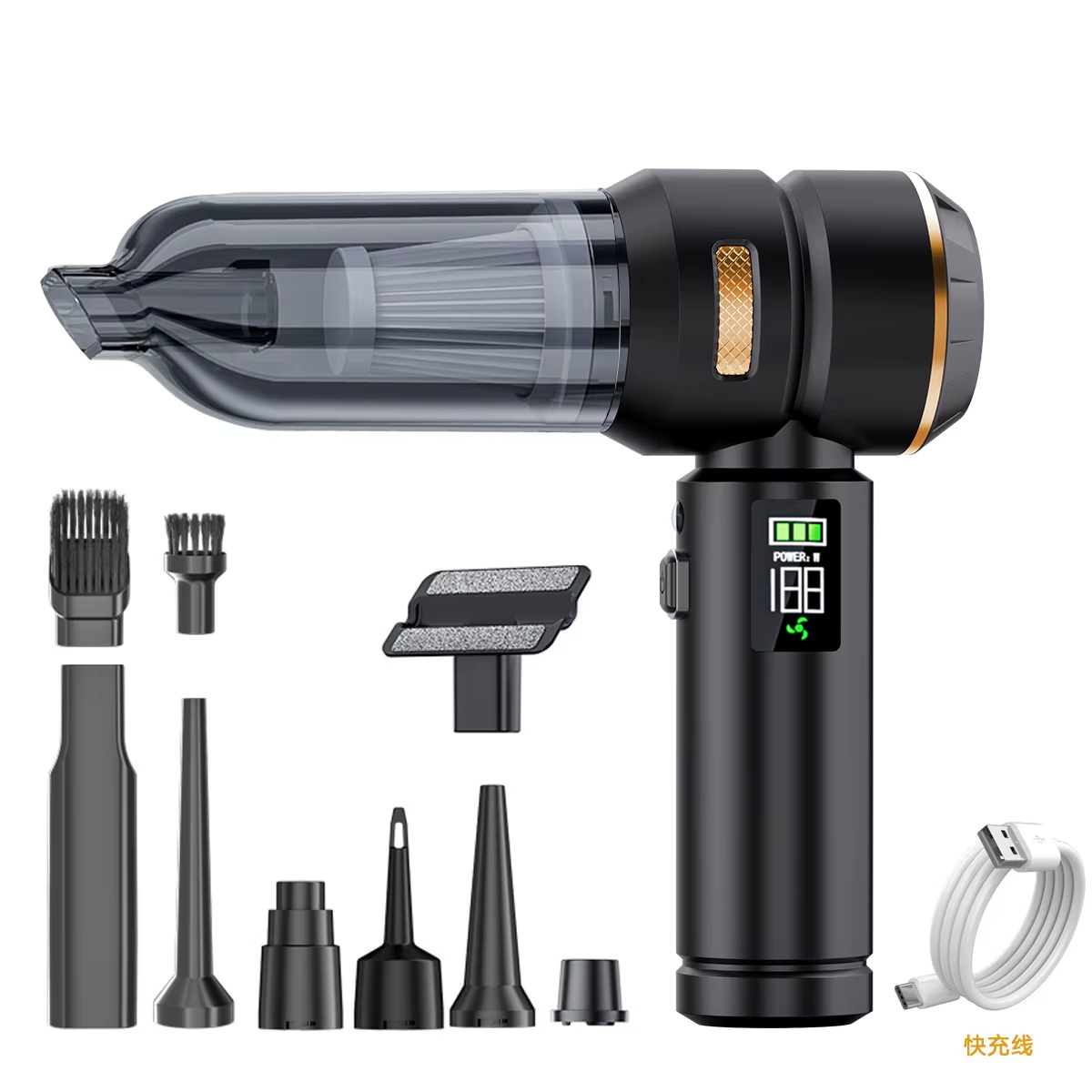 High Power 17000Pa Cordless Handheld Vacuum Cleaner Air Duster Portable Rechargeable Car Vacuum Cleaner with LED Display