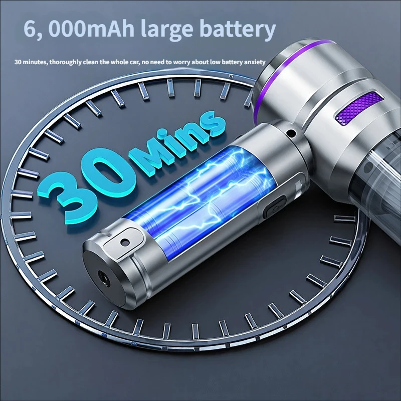 High Power 17000Pa Cordless Handheld Vacuum Cleaner Air Duster Portable Rechargeable Car Vacuum Cleaner with LED Display - Image 3