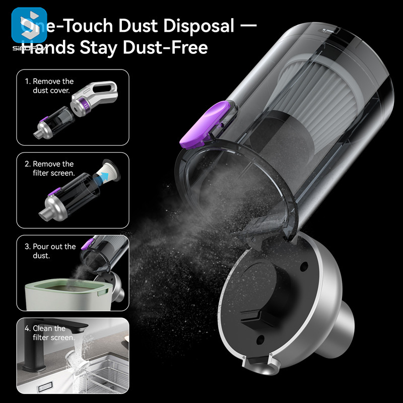 Powerful Suction 20000pa Mini Cordless Vehicle Vacuum Cleaner for Car - Image 3