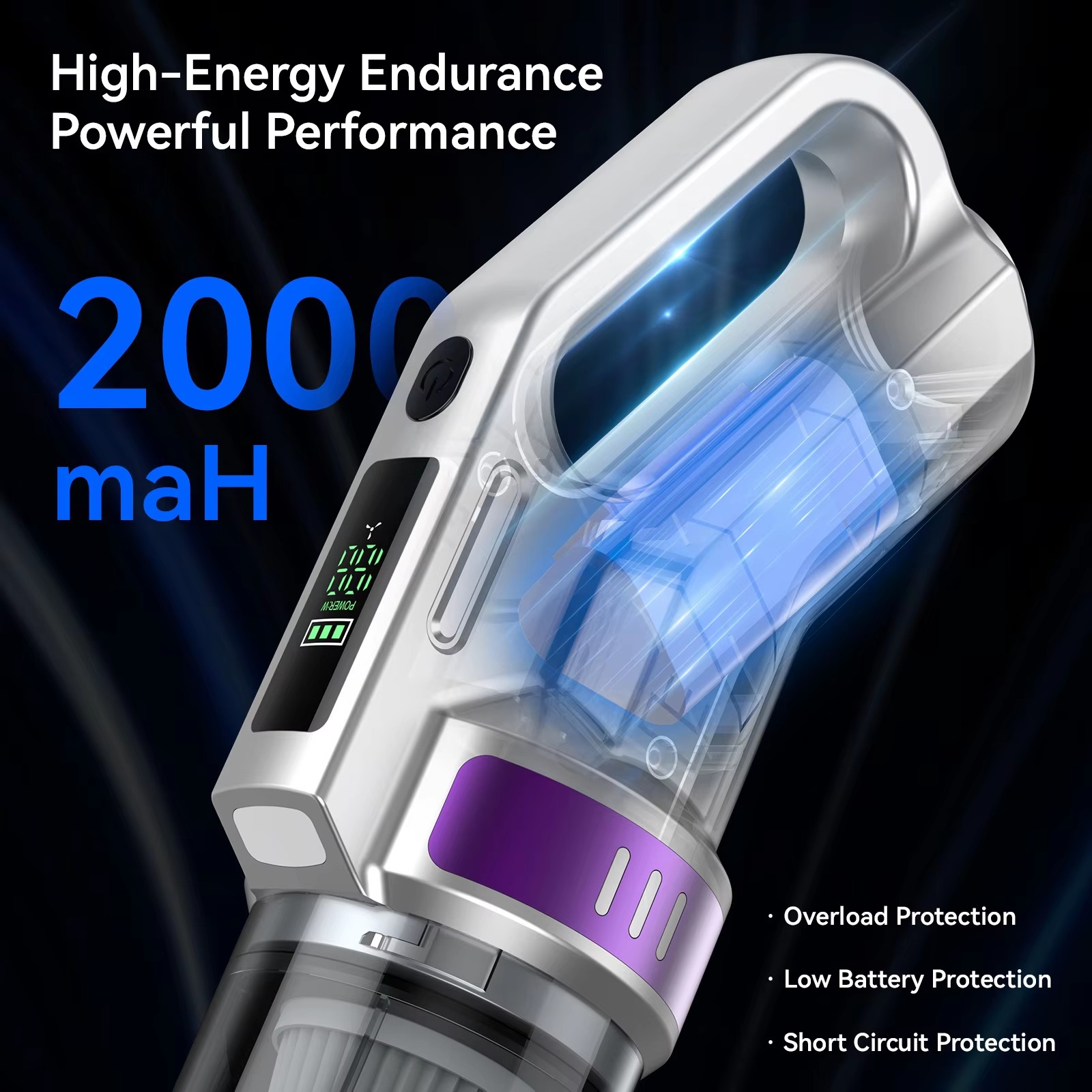 Powerful Suction 20000pa Mini Cordless Vehicle Vacuum Cleaner for Car - Image 4