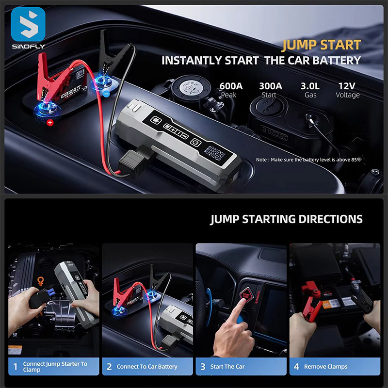 5 in 1 Multifunctional Car Vacuum Cleaner Tire Inflator Jump Starter Portable Emergency Tool with LED Work Light - Image 5