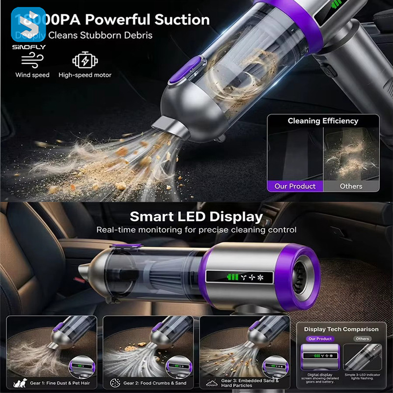 17000Pa Brushless Motor Mini Portable Handheld Vacuum Cleaner for Car - Image 8