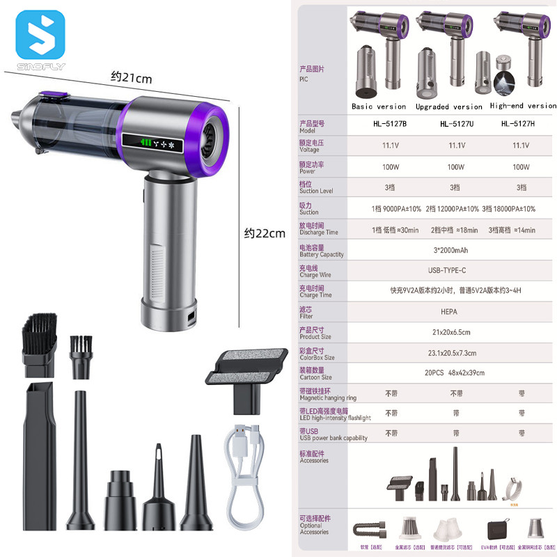 17000Pa Brushless Motor Mini Portable Handheld Vacuum Cleaner for Car - Image 9