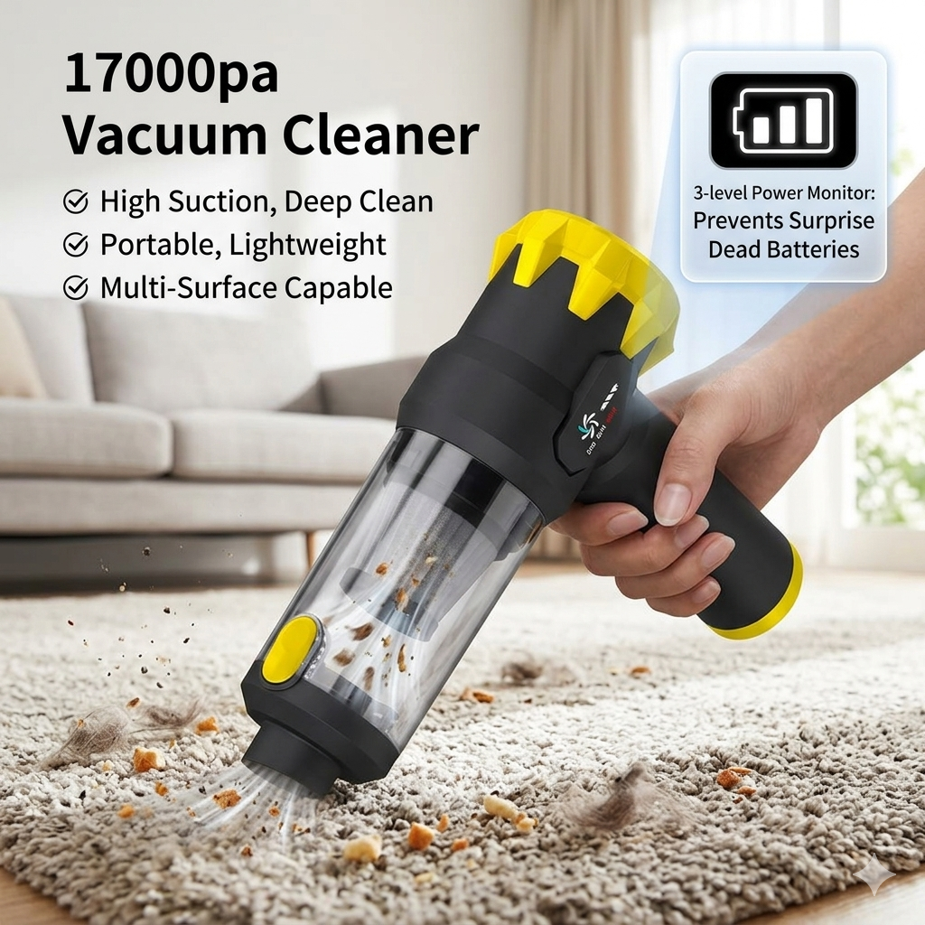 High Power 17000Pa Aspirator for Car Clean Cordless Handheld Vacuum Cleaner - Image 2