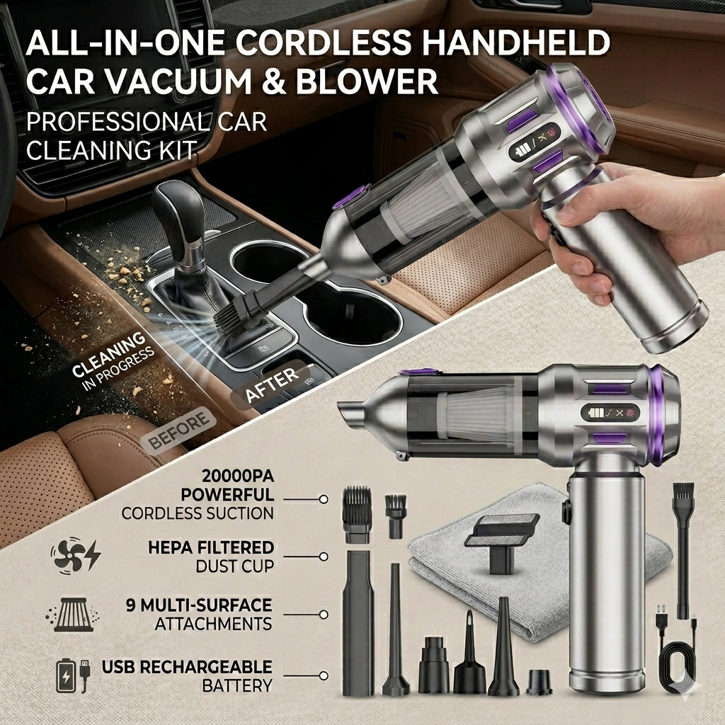 20000PA High Suction Portable Cordless Vacuum Cleaner for Car - Image 2